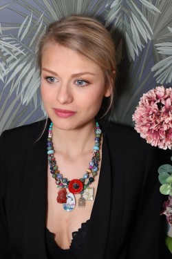 Collier long d'inspiration asiatique avec de belles perles chinoises Aniki Bijoux