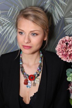 Collier long d'inspiration asiatique avec de belles perles chinoises Aniki Bijoux