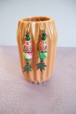 Boucles d'oreille IKAT Poisson N°3