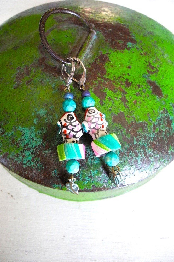 Boucles d'oreilles IKAT Poisson N°4 Boucles d'oreilles IKAT Poisson N°4