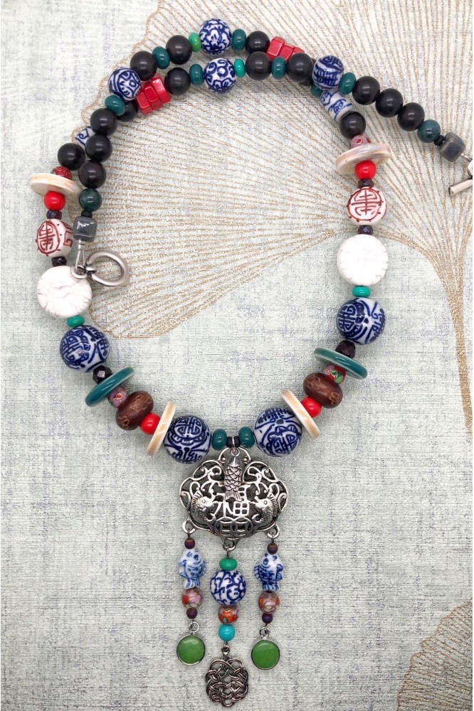 Collier Chinoiserie Ecusson Collier Chinoiserie Ecusson