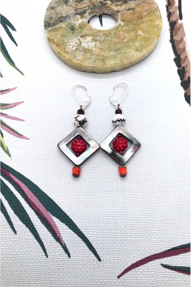 Boucles d'oreilles Chinoiserie nacre Boucles d'oreilles Chinoiserie nacre