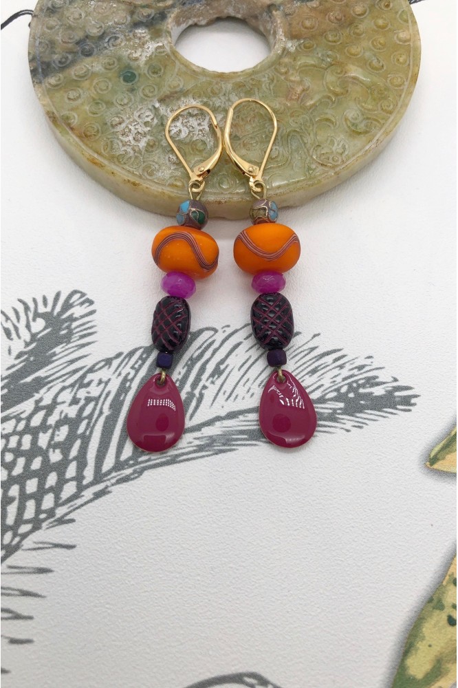 Boucles d'oreille originale de fabrication artisanale  Aniki bijoux