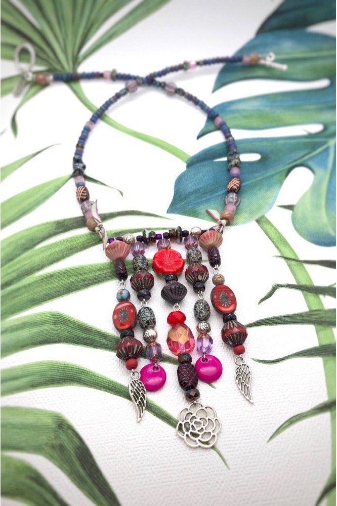 Collier assemblé avec perles en verre tchèque création Aniki Bijoux