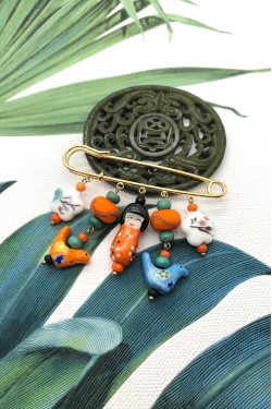Broche Poupée Orange