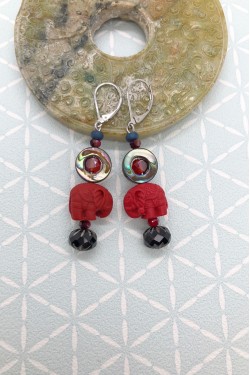 Boucles d'oreilles éléphant rouge 2