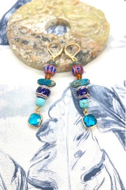 Boucles d'oreille originale de fabrication artisanale  Aniki bijoux