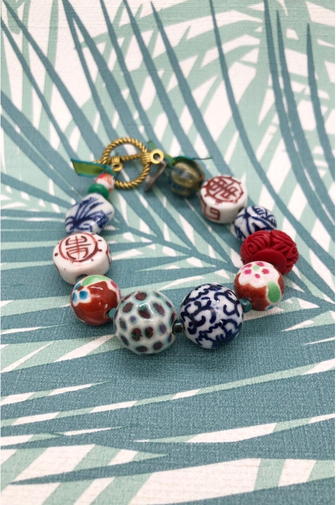Bracelet original avec perles chinoises, une création Aniki Bijoux Bracelet original avec perles chinoises, une création Aniki Bijoux