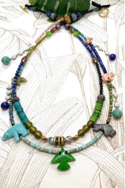 Collier court de fabrication artisanale par la créatrice  Aniki Bijoux