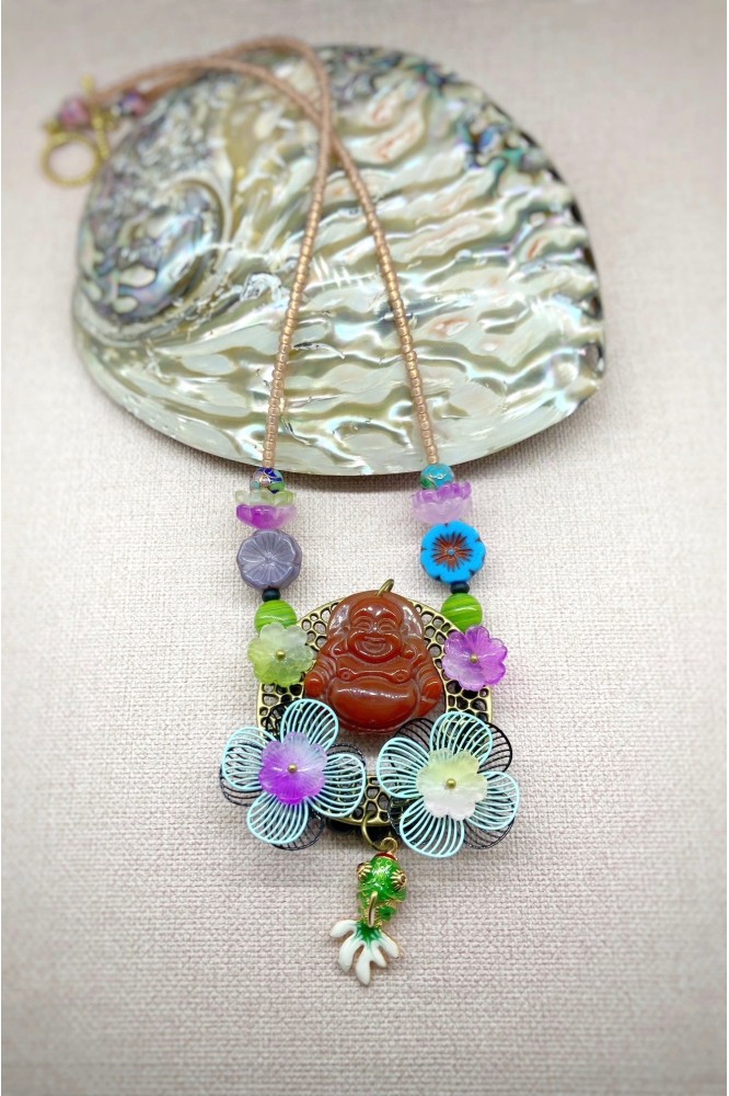 Collier long d'inspiration asiatique avec de belles perles chinoises Aniki Bijoux