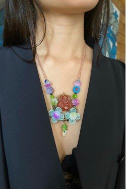 Collier long d'inspiration asiatique avec de belles perles chinoises Aniki Bijoux