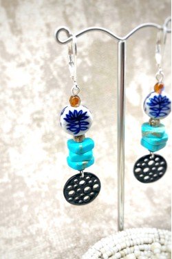 Boucles d'oreille originale de fabrication artisanale  Aniki bijoux