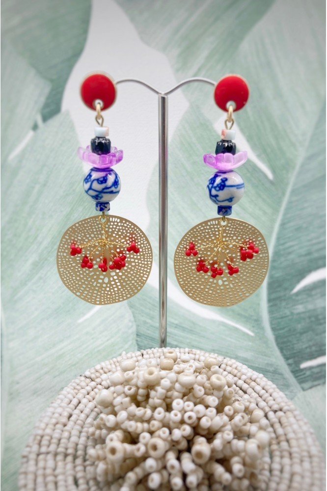 Boucles d'oreille originale de fabrication artisanale  Aniki bijoux