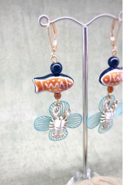 Boucles d'oreille originale de fabrication artisanale  Aniki bijoux