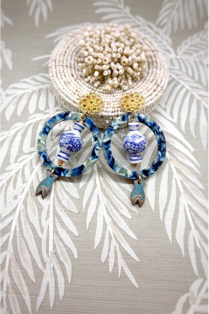 Boucles d'oreille originale de fabrication artisanale  Aniki bijoux