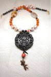 Collier mi-long d'inspiration asiatique avec belle pièce de jade Aniki Bijoux