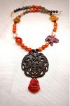 Collier mi-long d'inspiration asiatique avec belle pièce de jade Aniki Bijoux