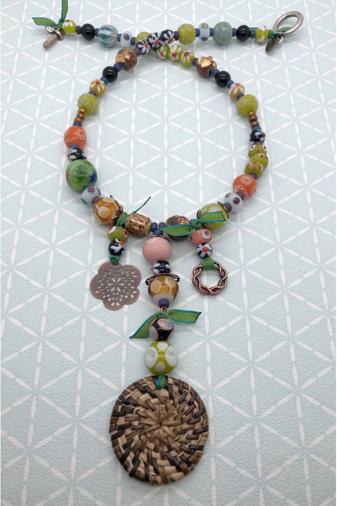 collier bali rotin sphère collier bali rotin sphère
