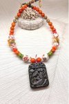 Collier mi-long d'inspiration asiatique avec belle pièce de jade Aniki Bijoux