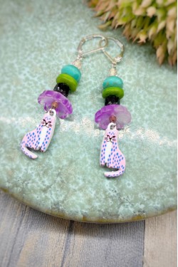 Boucles d'oreille originale de fabrication artisanale  Aniki bijoux