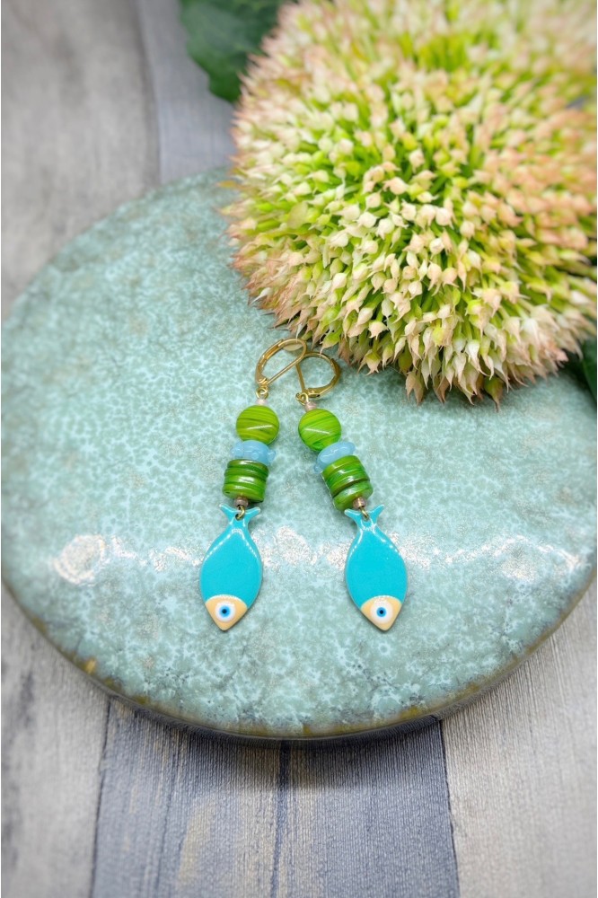 Boucles d'oreille originale de fabrication artisanale  Aniki bijoux