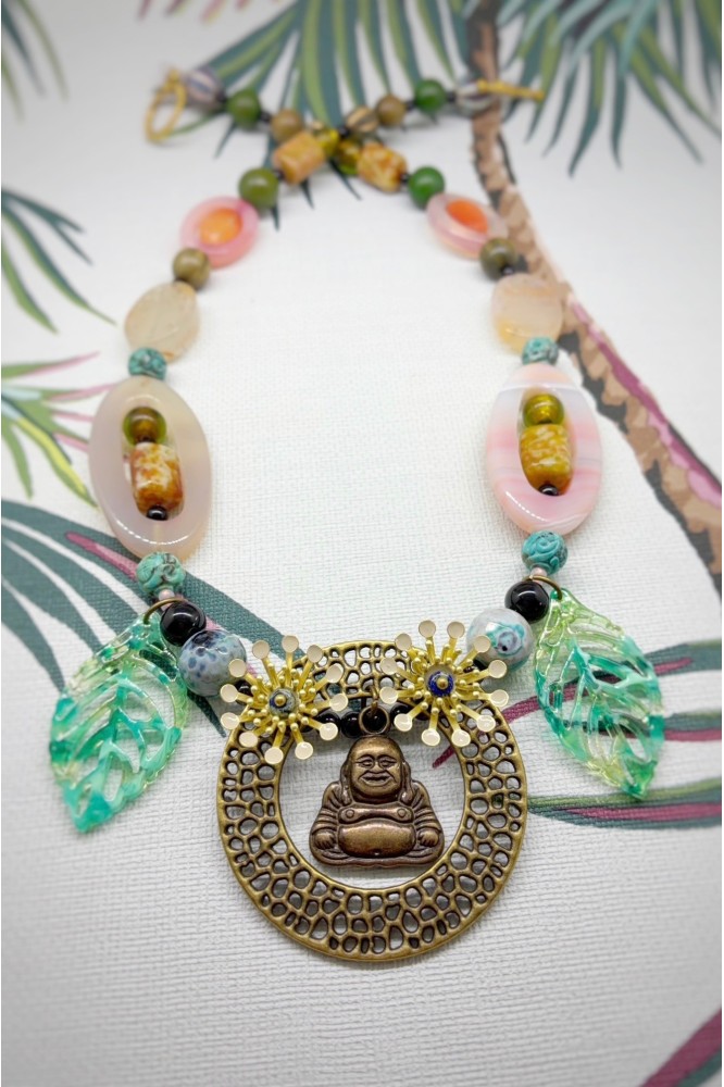 Collier long d'inspiration asiatique avec de belles perles chinoises Aniki Bijoux
