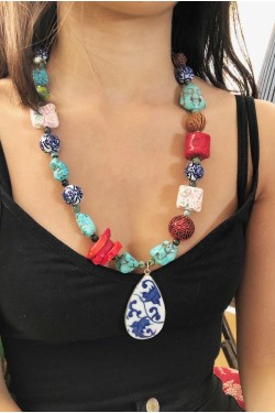 collier mi long chinoiserie sur modèle