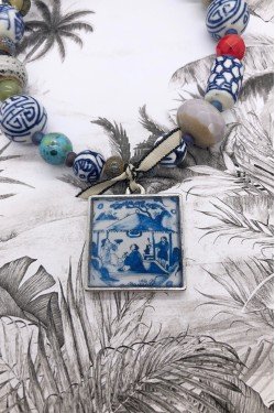 Collier d'inspiration asiatique avec de belles perles chinoises authentiques Aniki Bijoux